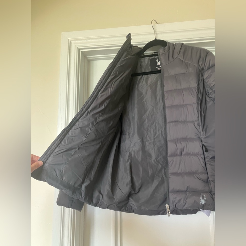 Spyder Women’s Size Medium Clara Short Quilted Puffer Winter Coat Jacket Gray - Picture 6 of 8